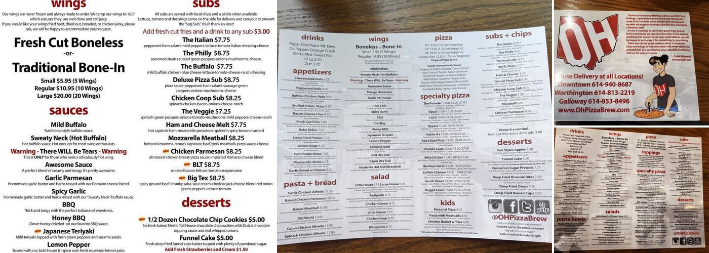 OH Pizza and Brew Menu