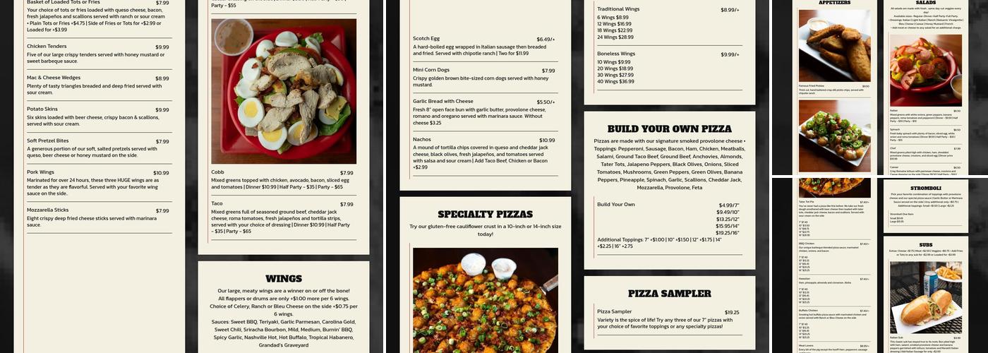 Grandad's Pizza Menu