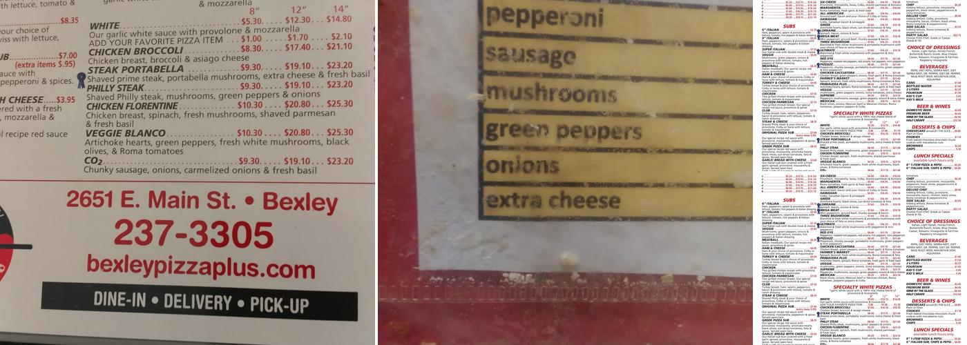 Bexley Pizza Plus Menu