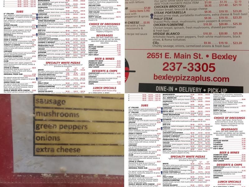 Bexley Pizza Plus Menu