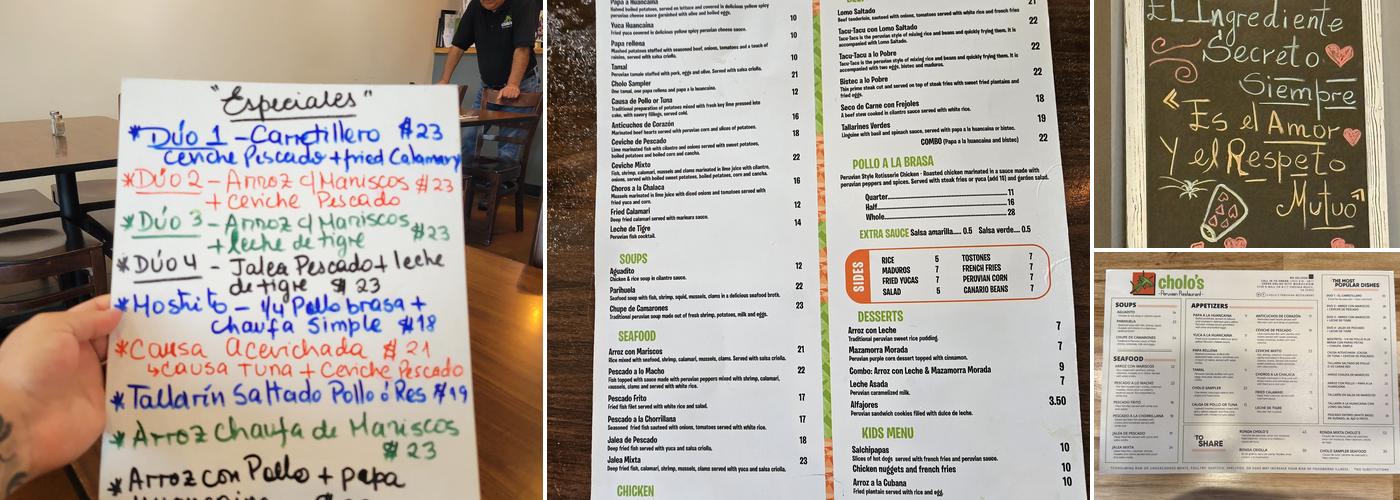 Cholo's Peruvian Restaurant Menu