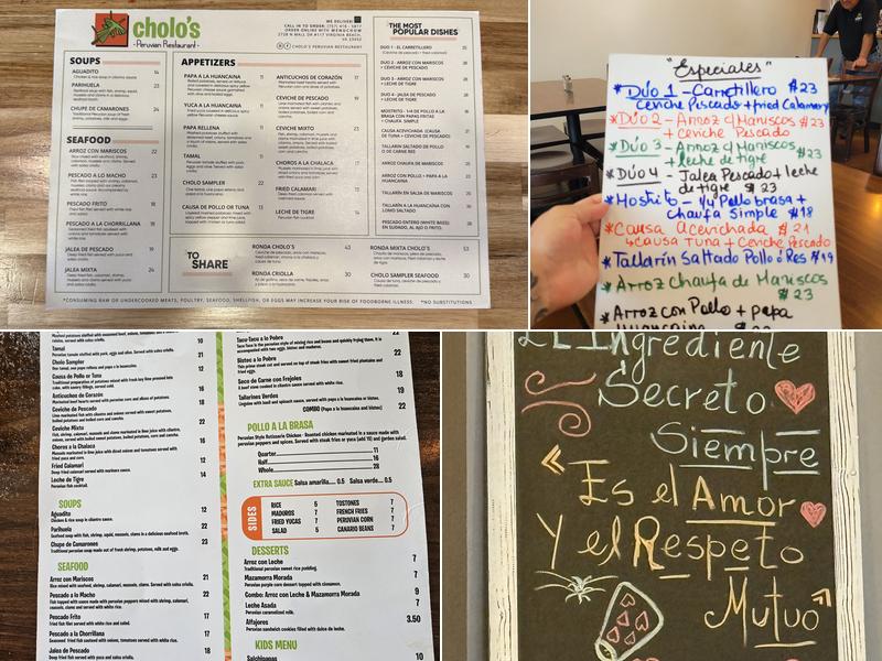 Cholo's Peruvian Restaurant Menu