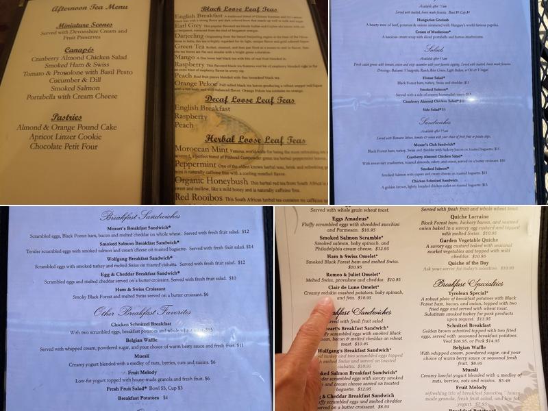 Mozart's Bakery and Event Space Menu