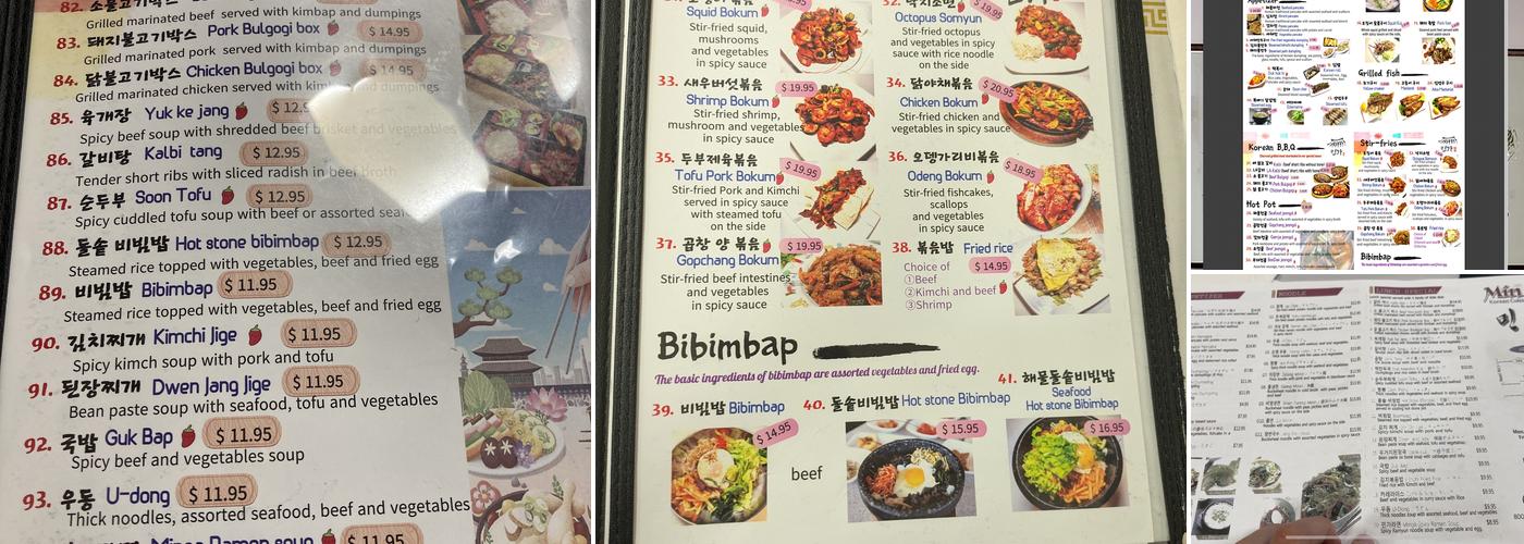 Min-Ga Korean Restaurant Menu