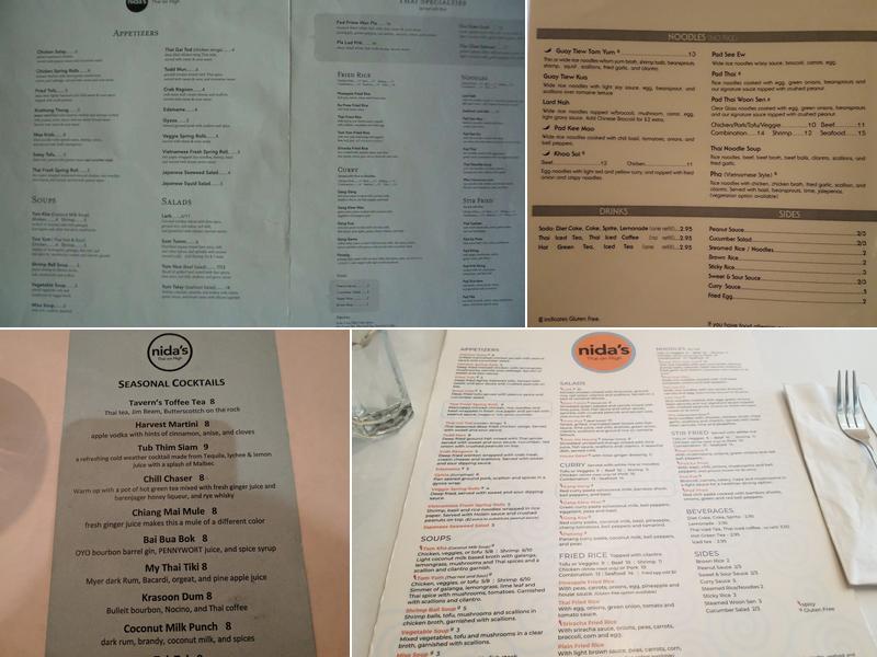 Nida's Thai on High Menu