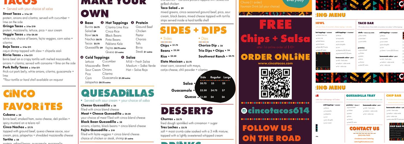Cinco Menu