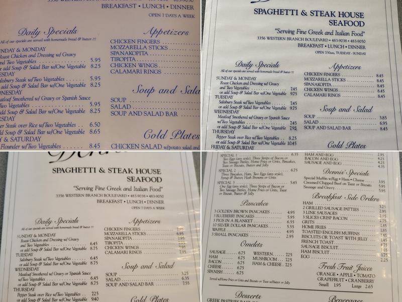 Dennis Spaghetti & Steak House Menu