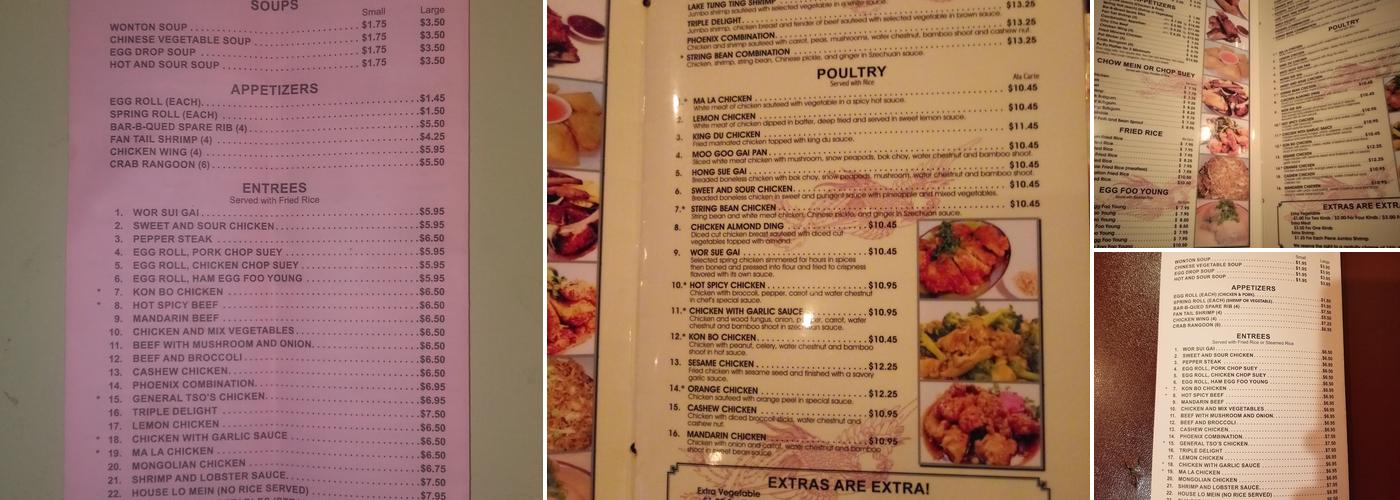 China Phoenix Menu