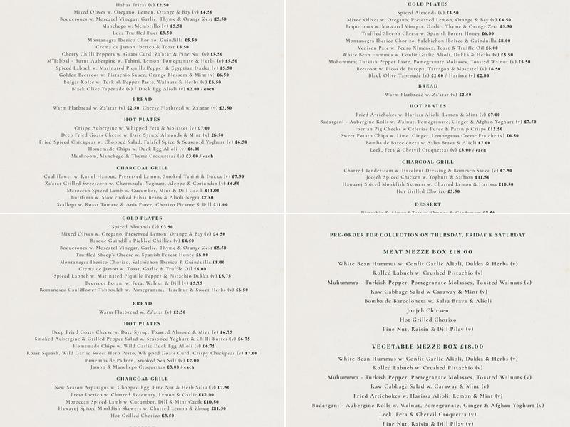 The High Pavement Menu