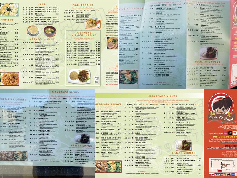 Taste of Orient Menu