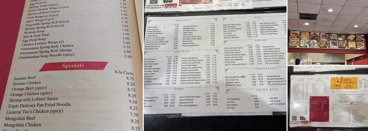 Golden Chopsticks Menu