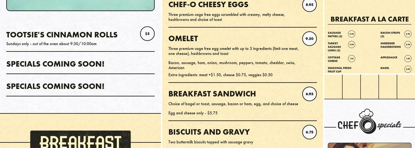Chef-O-Nette Restaurant Menu