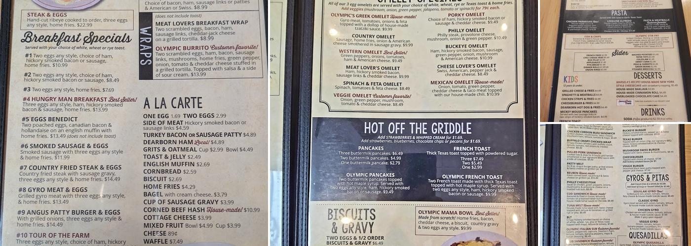 The Olympic Diner Menu