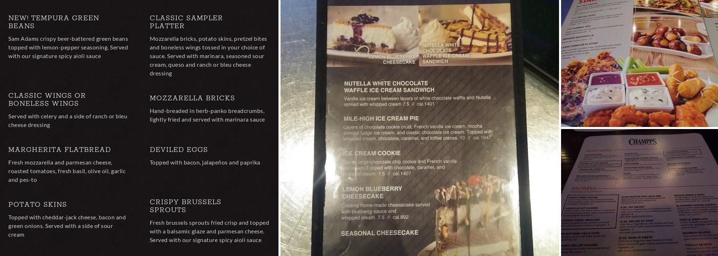Champps Menu