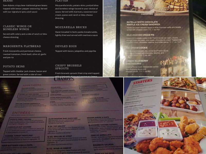 Champps Menu