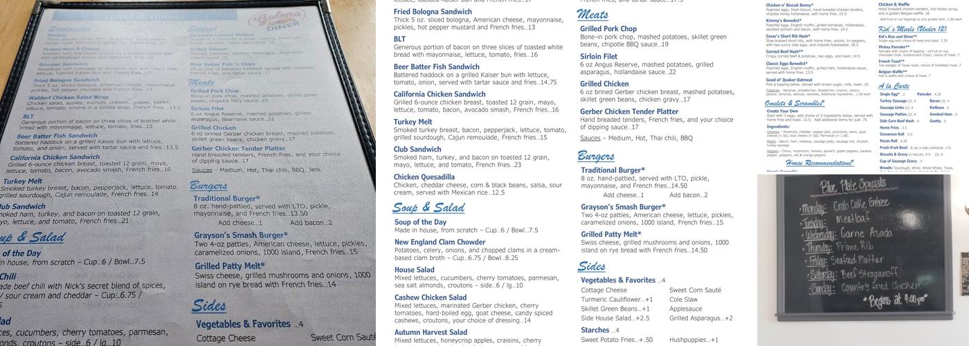 Galena Diner Menu