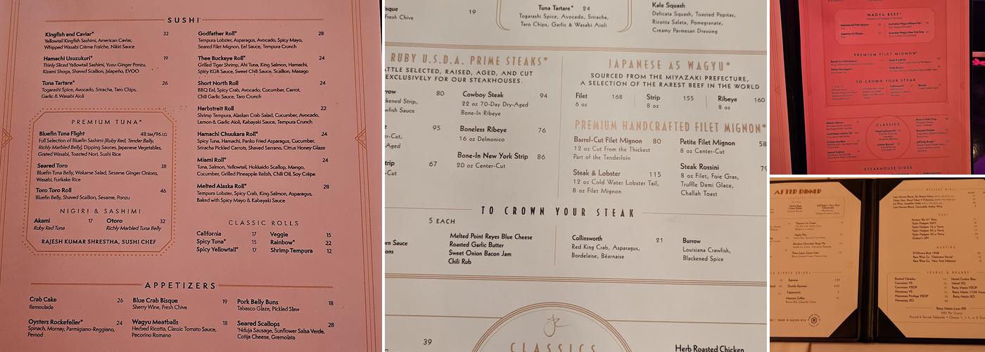 Jeff Ruby's Steakhouse, Columbus Menu