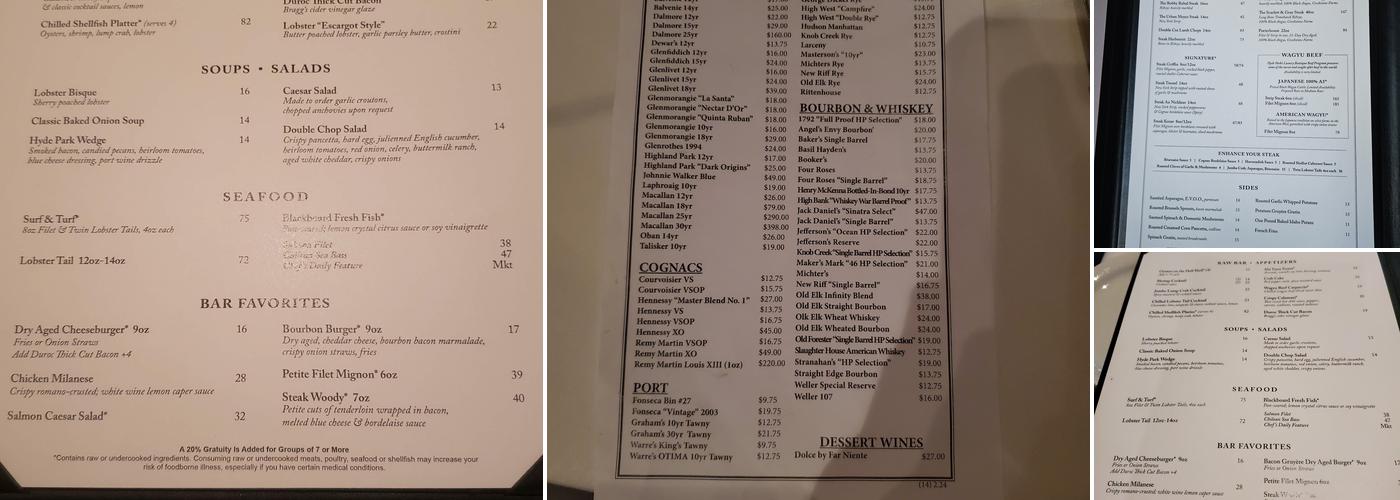 Hyde Park Prime Steakhouse Menu