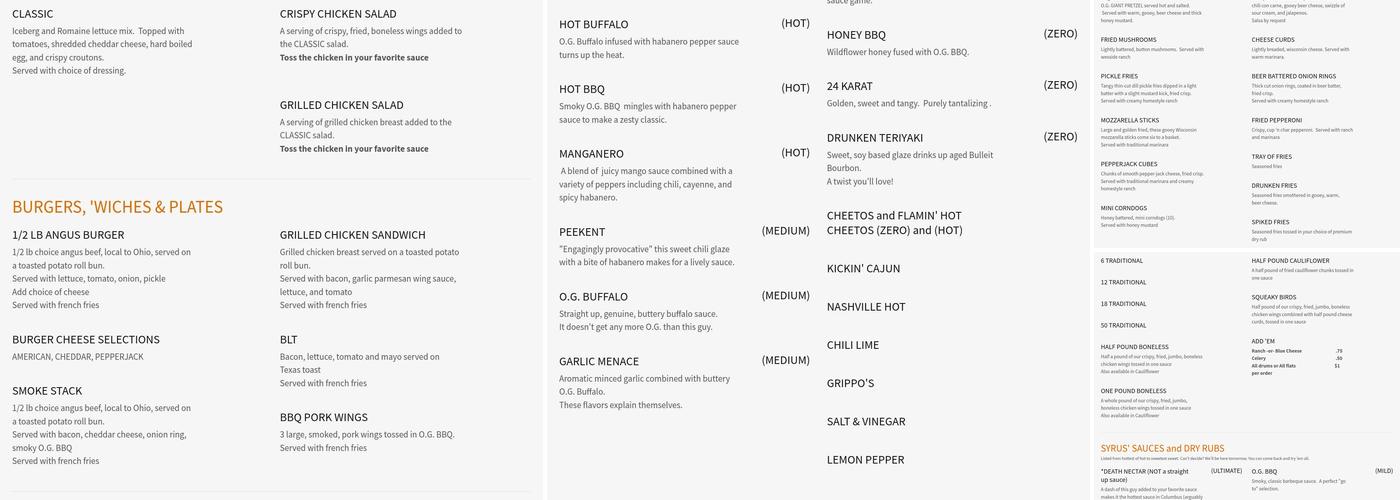 Shakers Public House Remote Menu