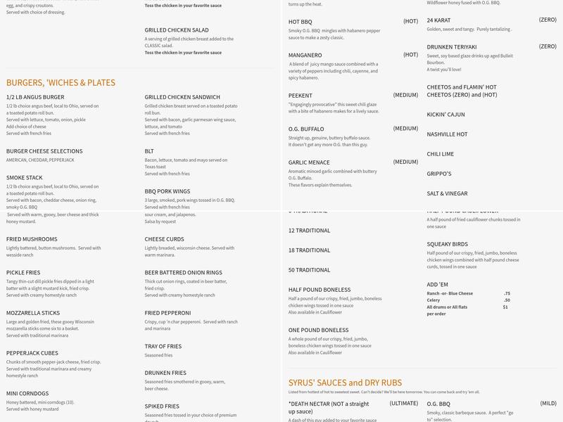 Shakers Public House Remote Menu