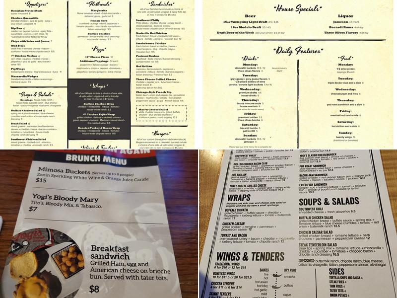Yogi's Bar & Grill Menu