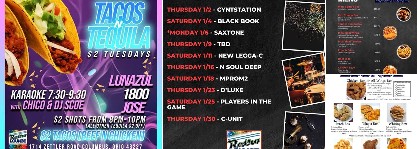 Retro Lounge Columbus Menu