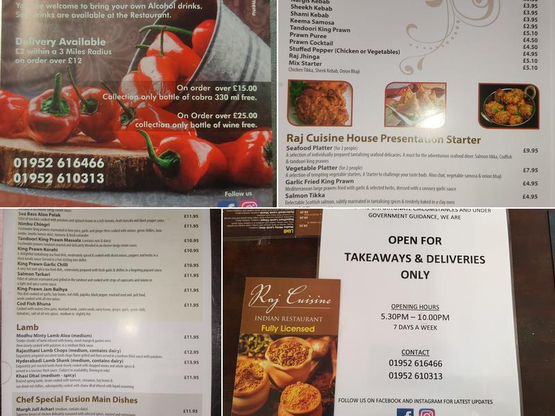 Raj Cuisine Menu