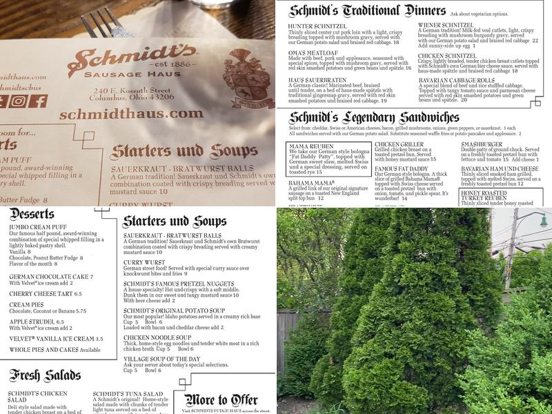 George F Schmidt Blumengarten Menu