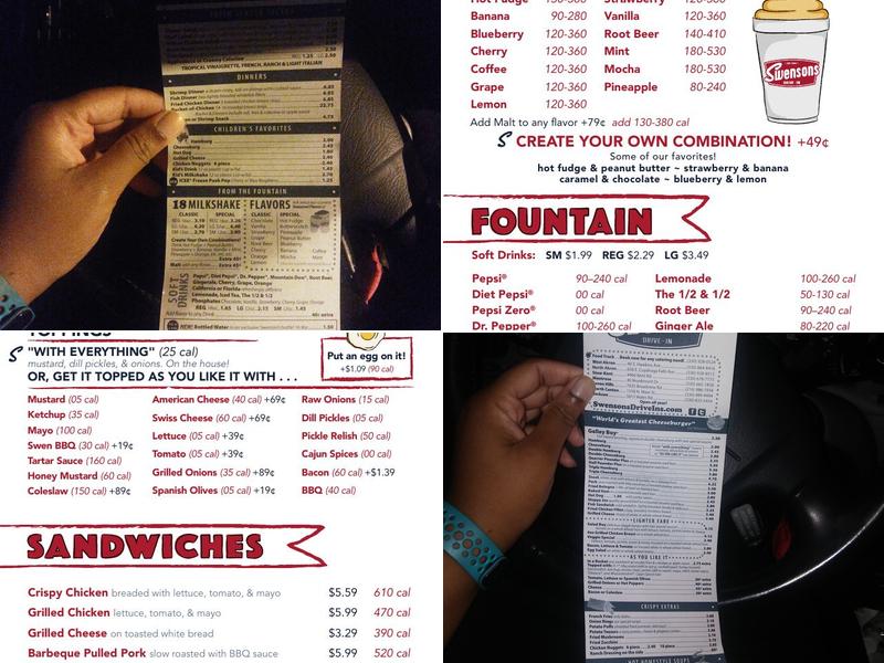 Swensons Drive-In Menu