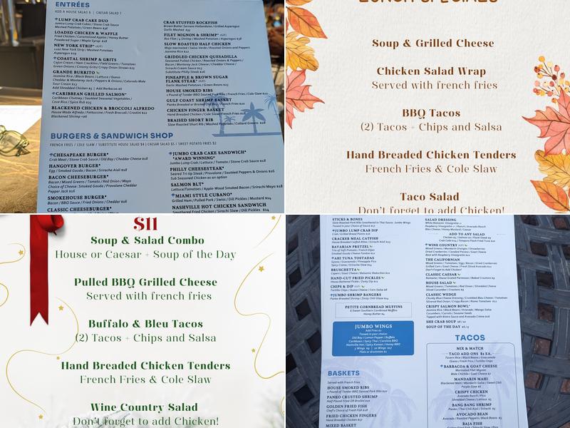 Cove Tavern Menu