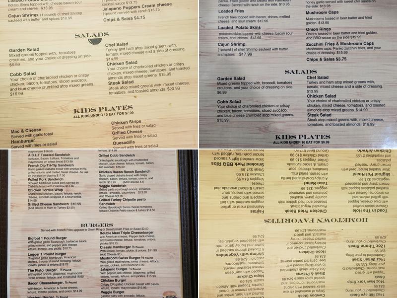 Bigfoot Steakhouse Menu