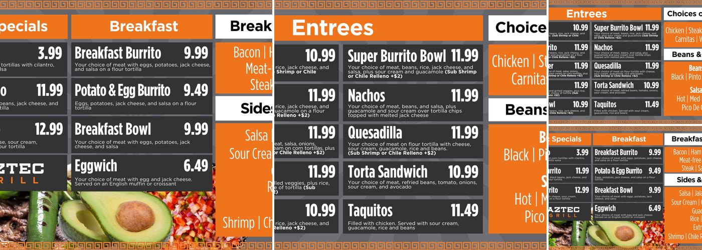 Aztec Grill Menu