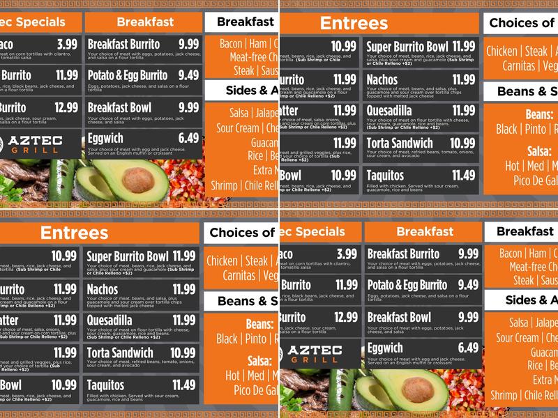 Aztec Grill Menu