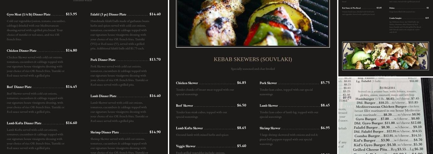 Kebab Cafe Menu