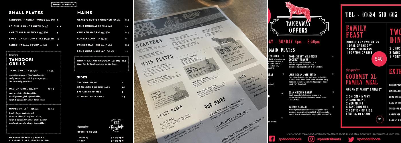 Pandeli Foods at The Marlbank Inn Menu