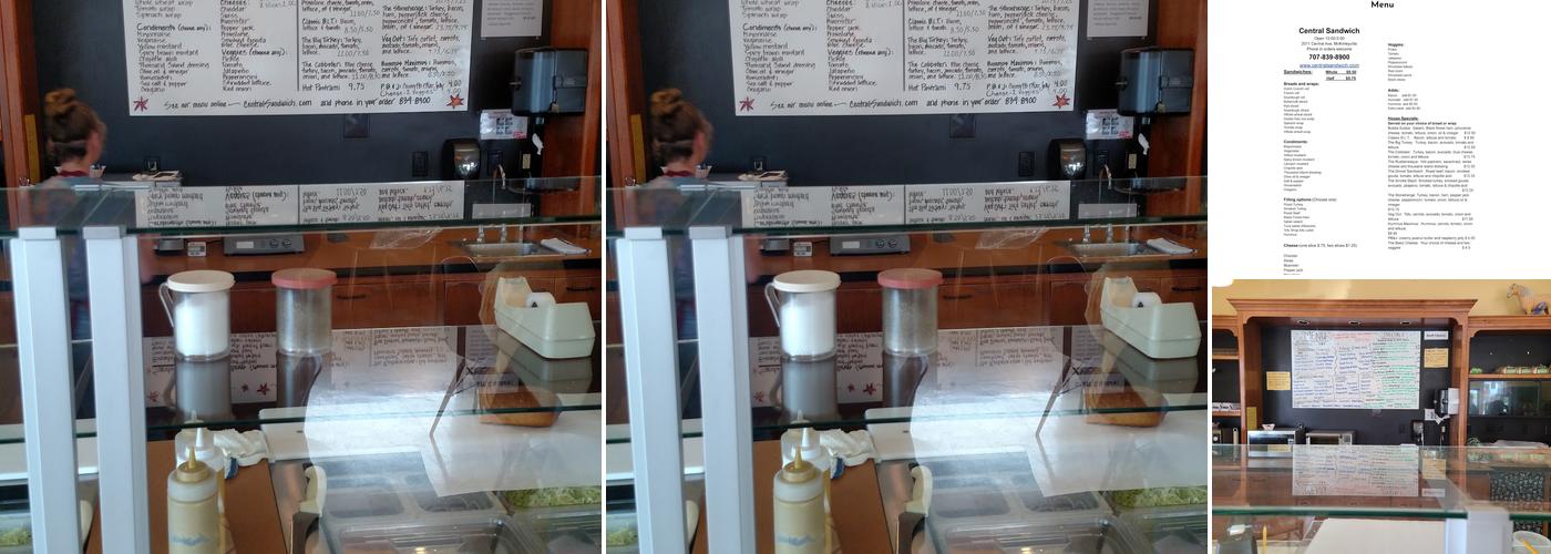 Central Sandwich Menu