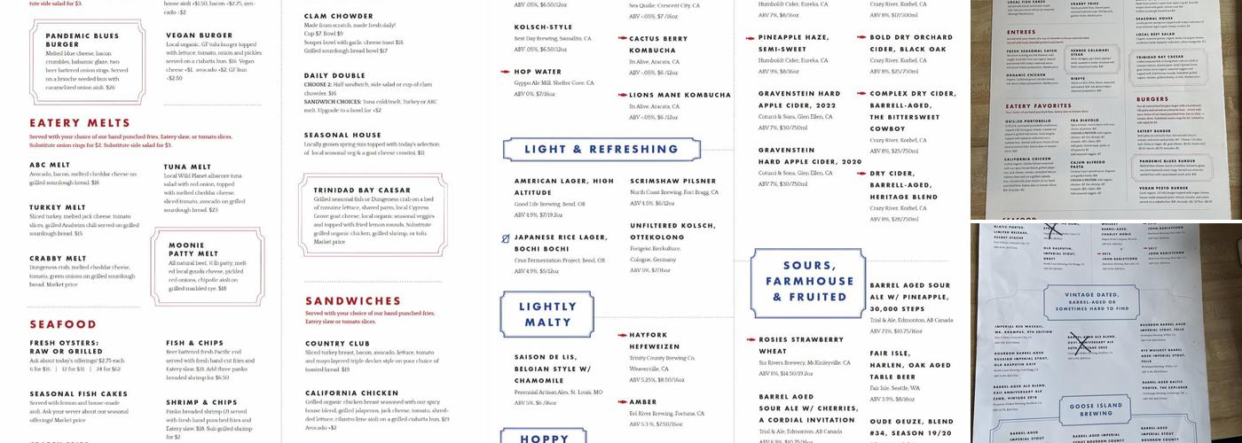 Trinidad Bay Eatery & Gallery Menu