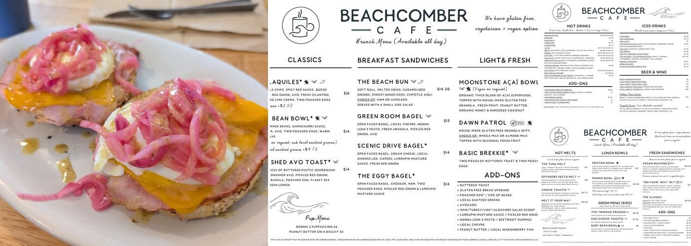 Beachcomber Cafe Menu