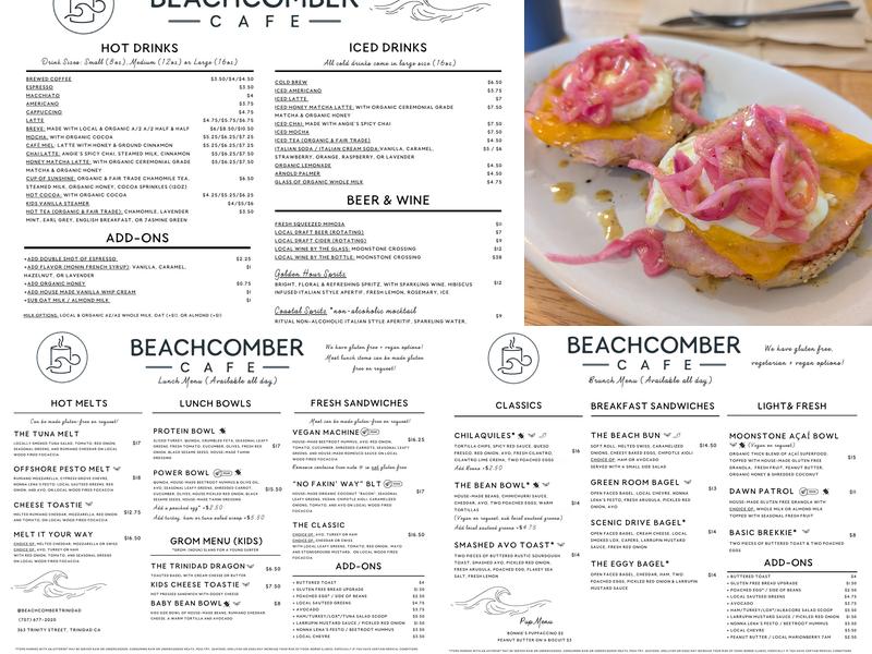Beachcomber Cafe Menu