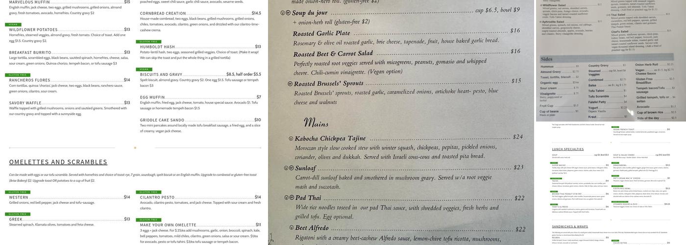 Wildflower Café and Bakery Menu