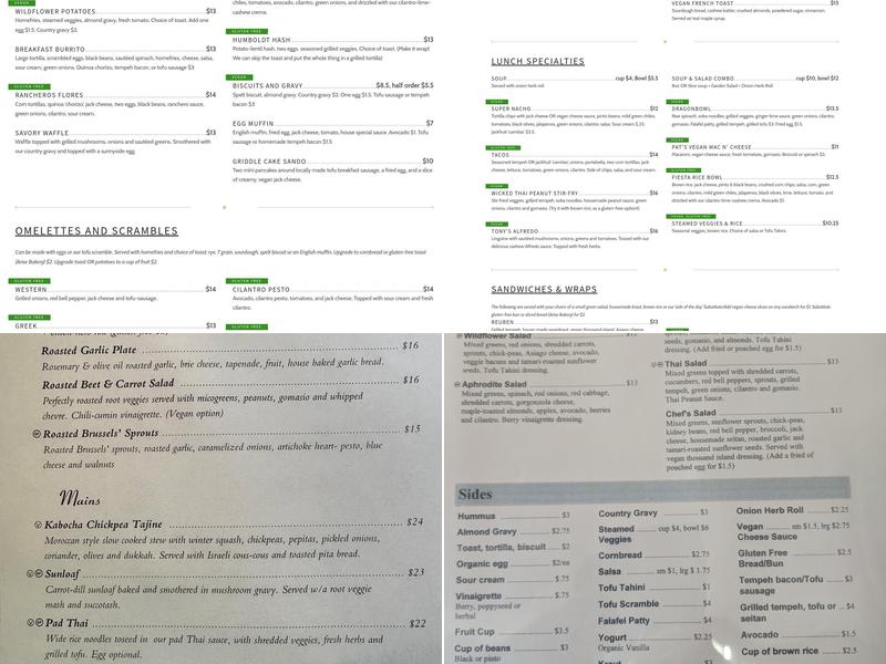 Wildflower Café and Bakery Menu