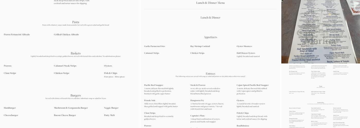 Café Marina & Woodley's Bar Menu