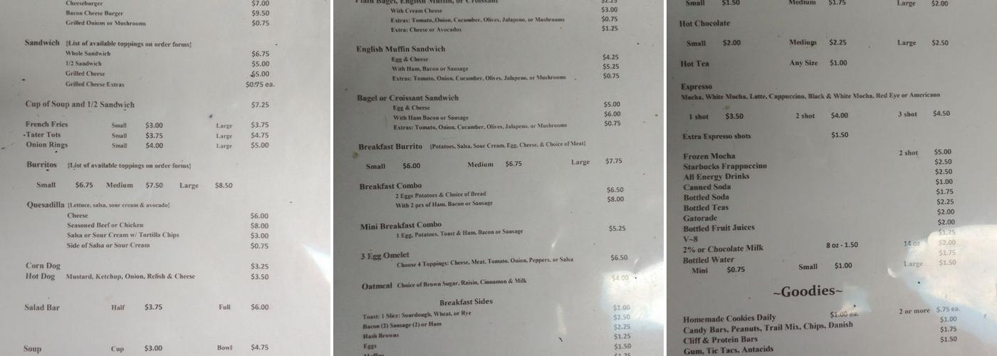 Courthouse Cafe Menu