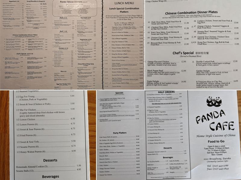 Panda Cafe Menu