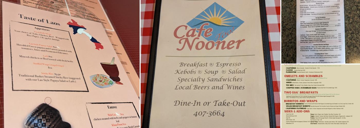 Cafe Nooner Menu