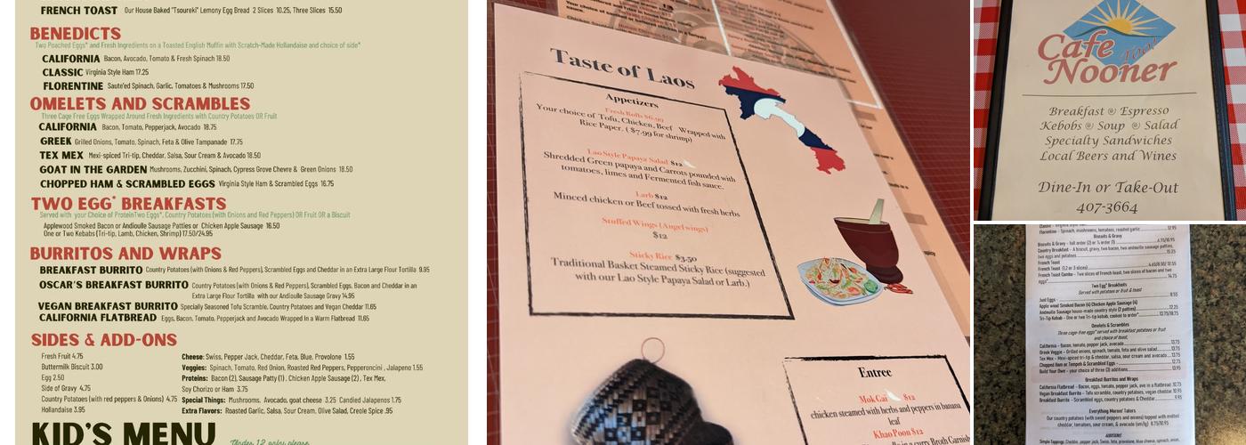 Cafe Nooner Menu
