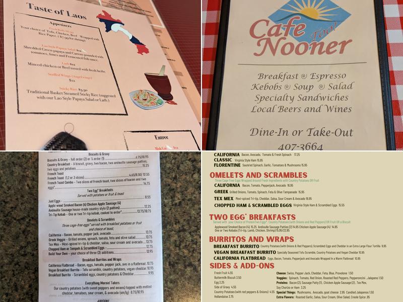 Cafe Nooner Menu