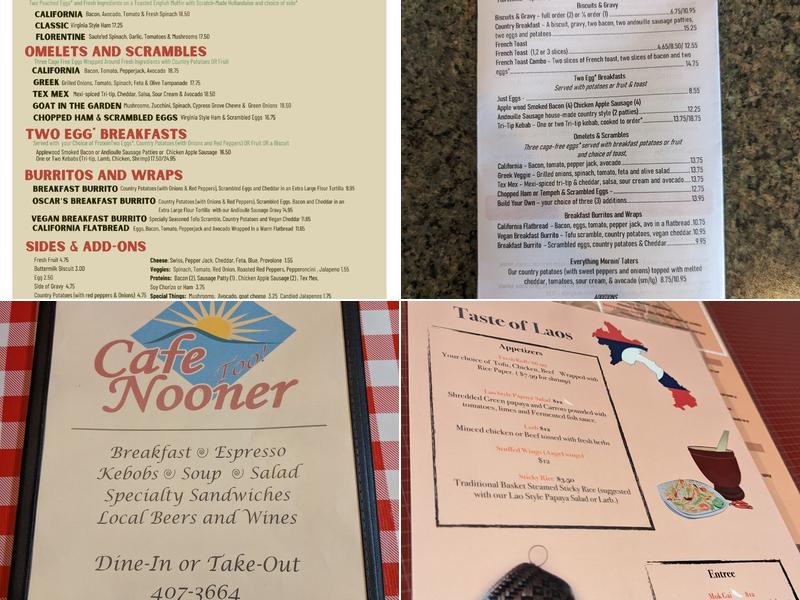 Cafe Nooner Menu
