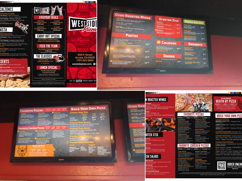 Westside Pizza Menu