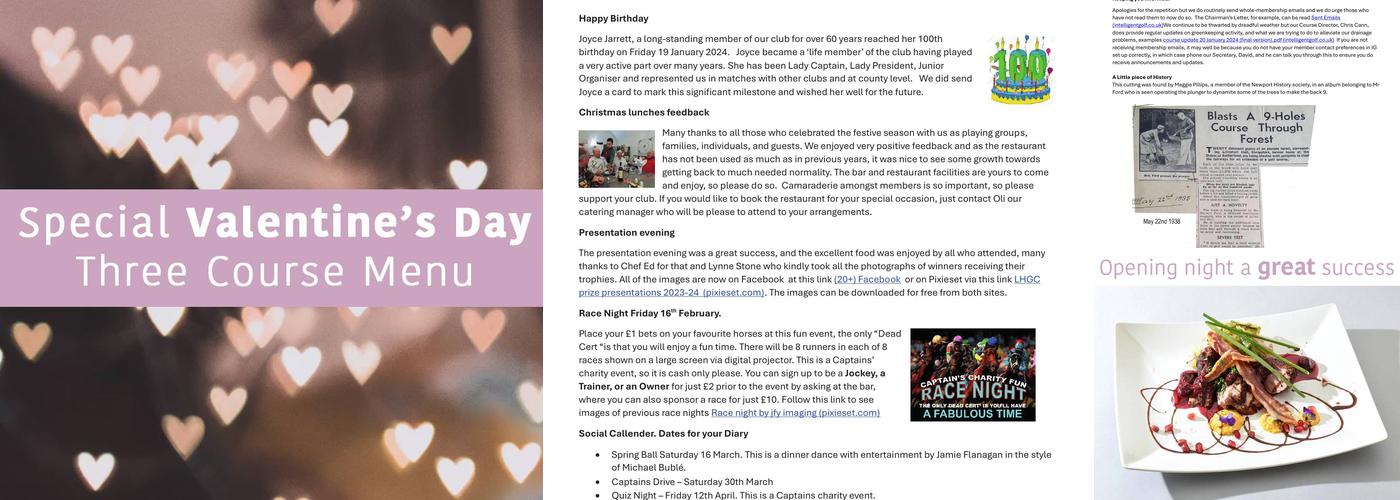 Fairways Restaurant Menu